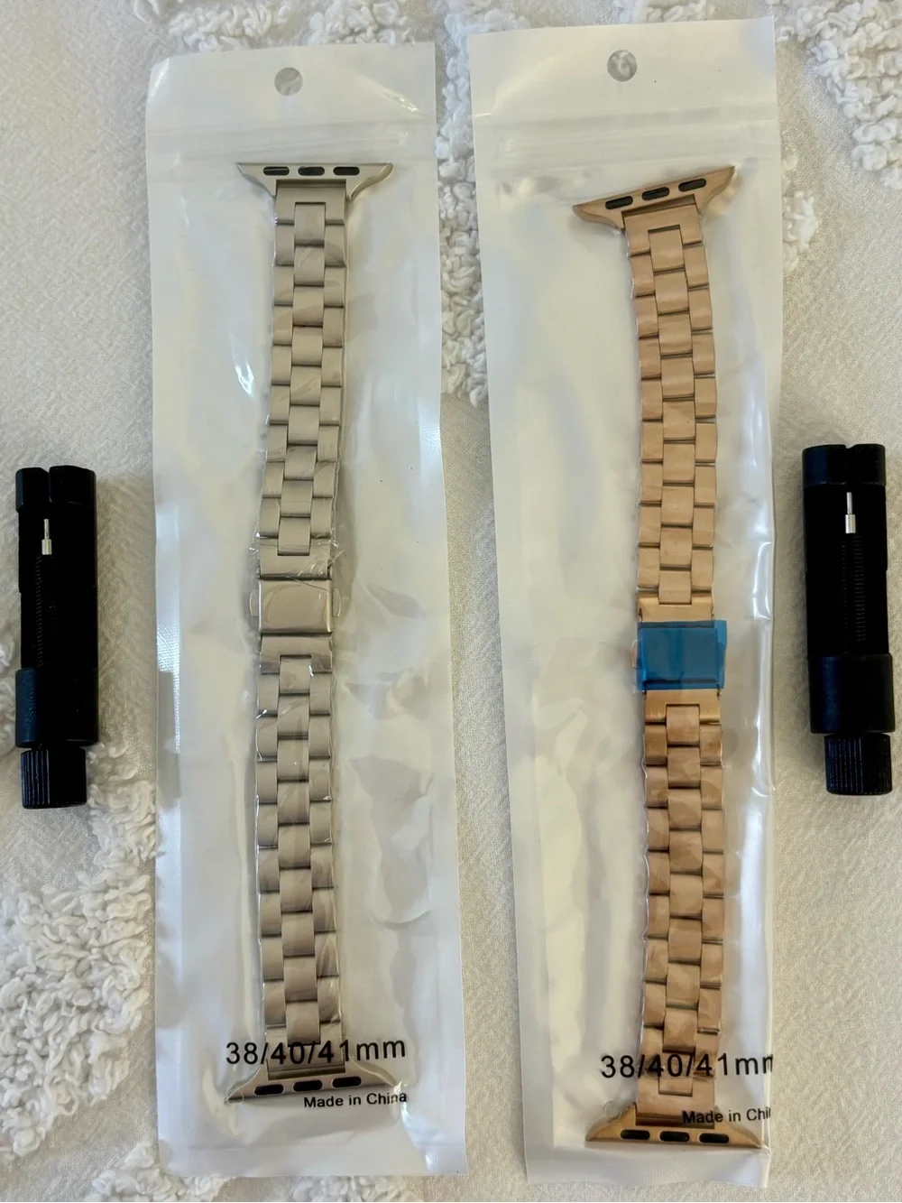 2pc Metal Link Watch Bands Set 38/40/41mm Silver Rose Gold 7